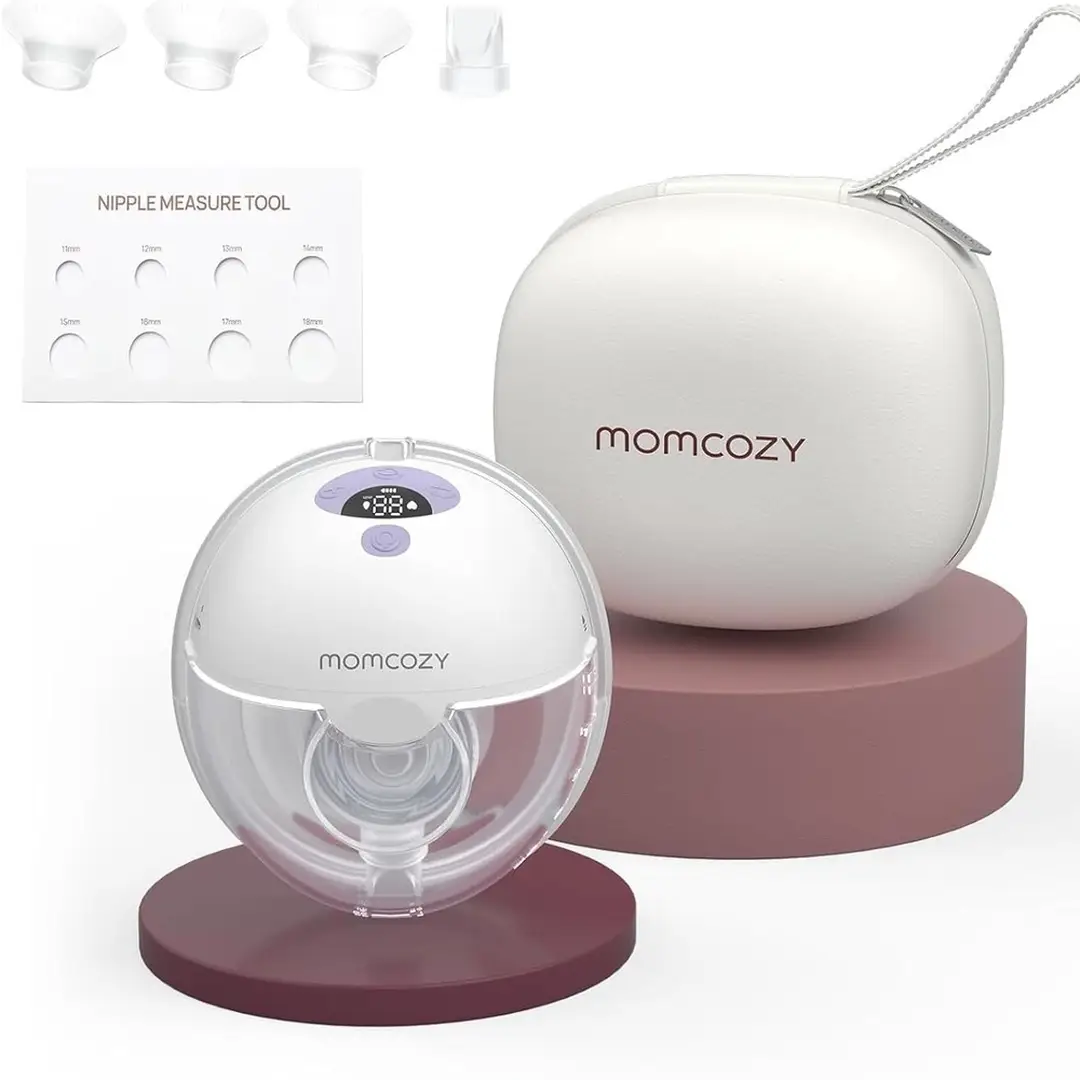 Momcozy M5 Hands-Free Breast Pump - Wearable, Double-Sealed Flange, 3 Modes & 9 Levels, Electric & Portable, Gray, 1 Pack
