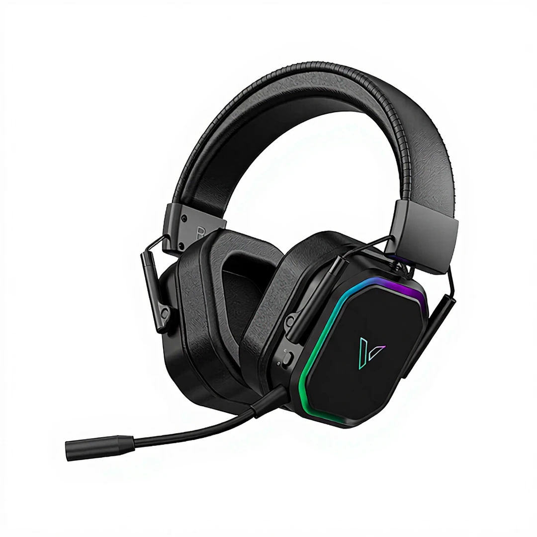 Rapoo VH850 Multi-Mode Wireless Gaming Headset, Bluetooth 5.3/2.4GHz/3.5mm, 50mm Treiber, Mikrofon mit Geräuschunterdrückung, 46 Stunden Akkulaufzeit, RGB-Beleuchtung für PC/PS5/Smartphone – Schwarz