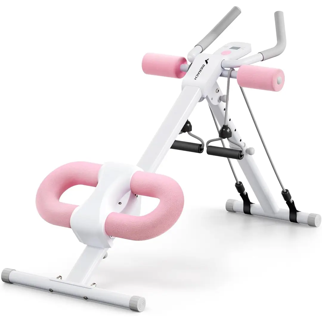MERACH  Adjustable Ab Trainer Machine  at Home Gym， Foldable， Knee Protection Pink