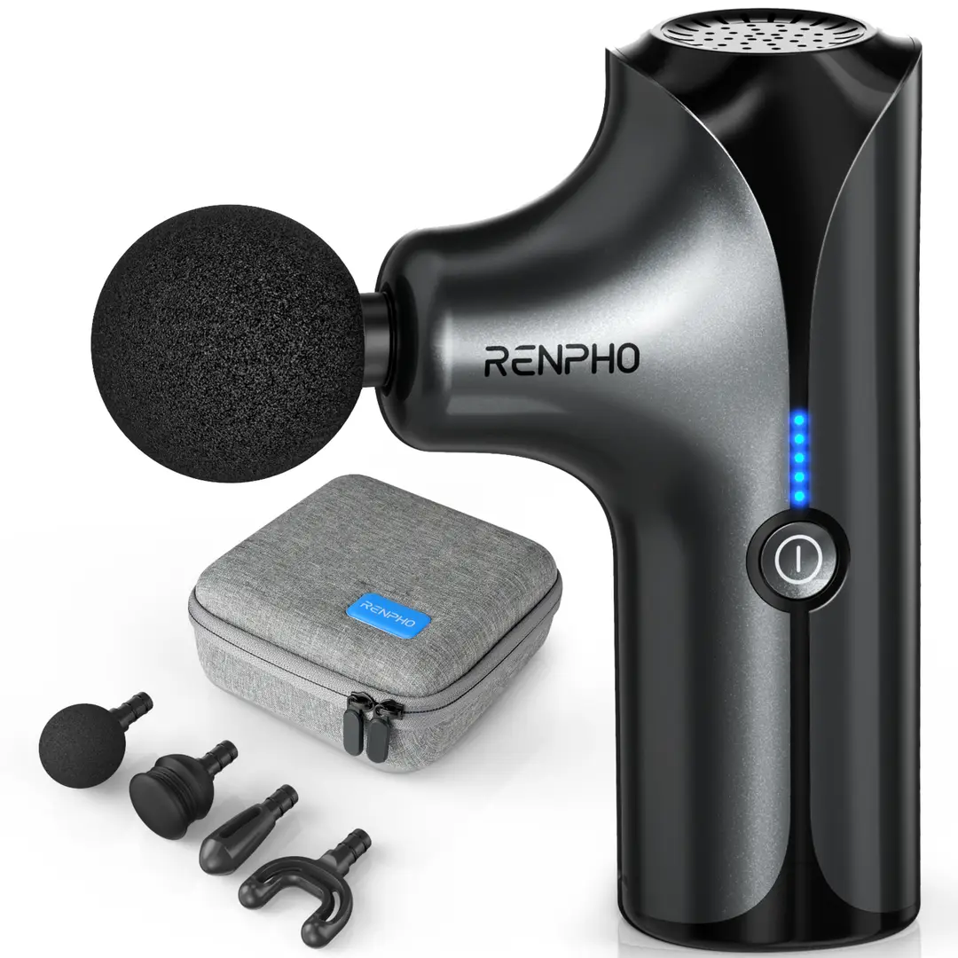 RENPHO Mini Massage Gun, Portable, Deep Tissue Massage, 20 Adjustable Speeds, 4 Interchangeable Heads, Black,Top Gift Picks
