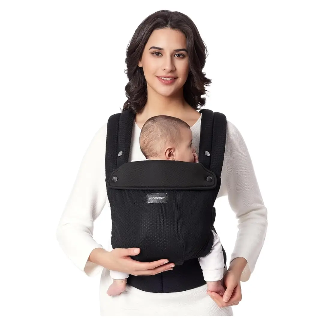 Momcozy Air Mesh Baby Draagzak - Ergonomische, Lichtgewicht Babydrager voor 7-44 lbs met Verbeterde Rugondersteuning en Hele Dag Comfort, Handenvrij in Zwart