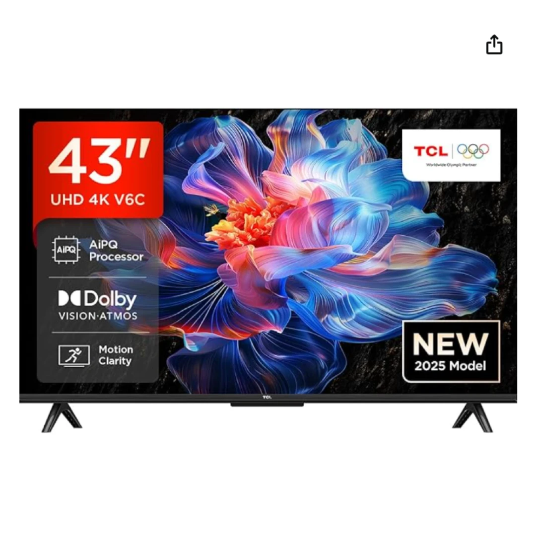 TCL 43V6C 43 Zoll 4K UHD  Smart TV  HDR10+, HVA-Panel, Dolby Vision