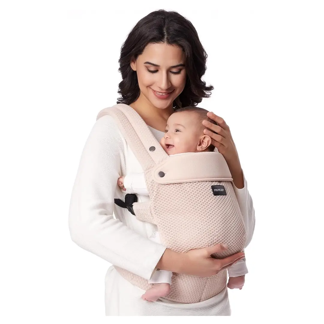 Momcozy Mesh Babydrager - Ergonomische, Lichtgewicht drager voor baby's van 3,2-20 kg met lendensteun en all-day comfort, handenvrij ontwerp in roze