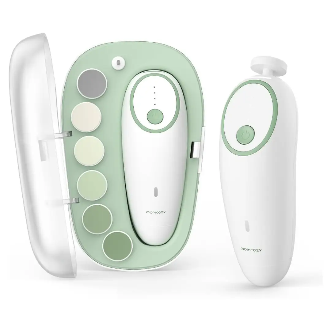 Momcozy Tondeuse à ongles pour bébé électrique rechargeable avec 7 accessoires, éclairage LED et polissage doux à 360°