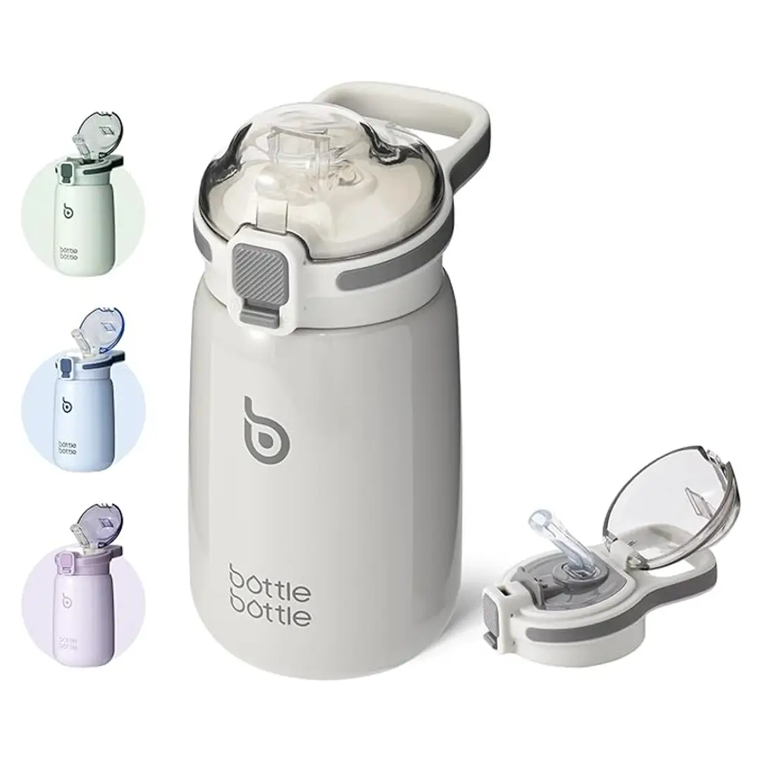 Bottle Bottle 12 oz drinkfles voor kinderen, roestvrij staal, grijs, dubbelwandig geïsoleerd, nieuwjaarssale, top cadeauopties