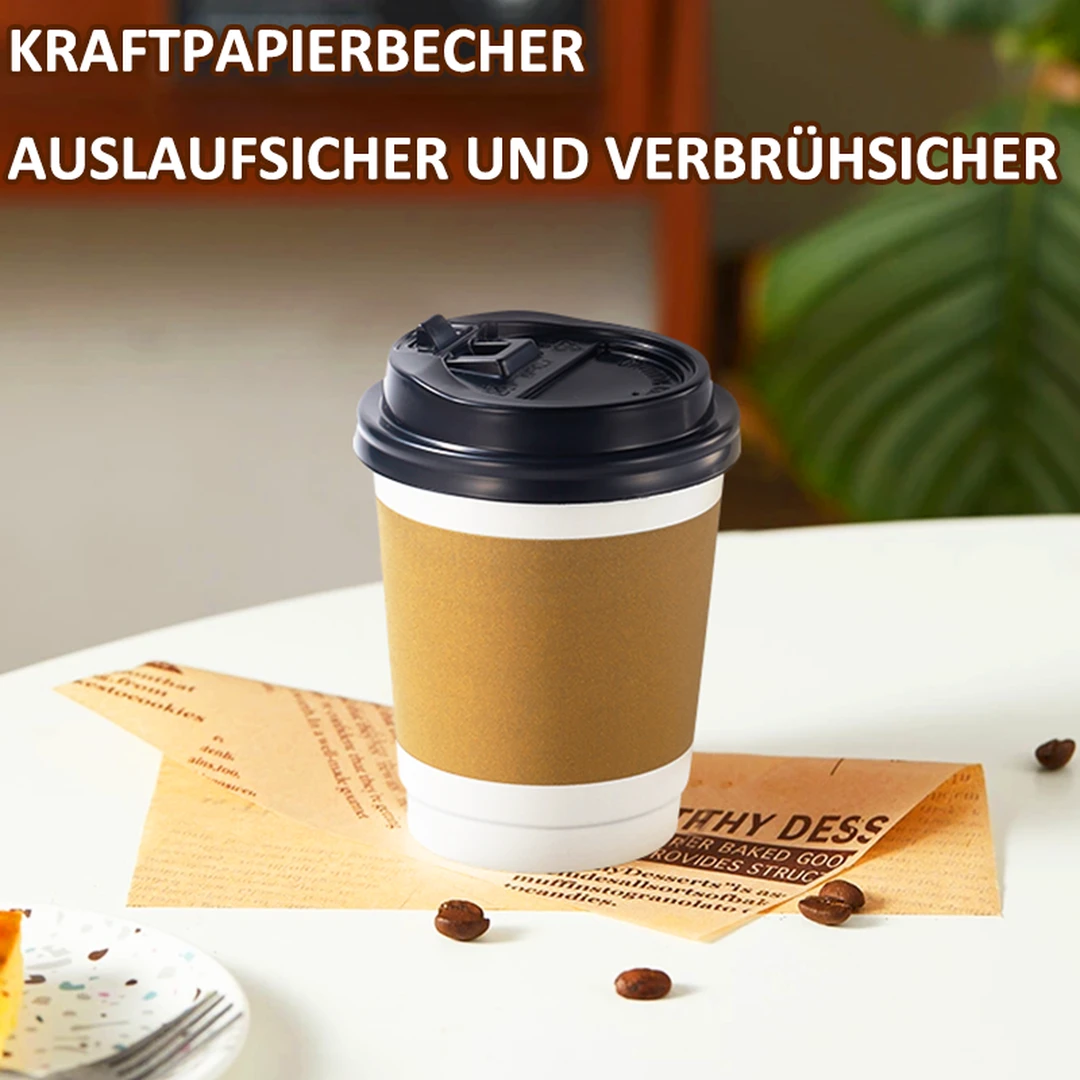 Maxcook 25 Stück 280 ml Einweg-Kaffeebecher mit Deckel für heiße und kalte Getränke, auslaufsicher