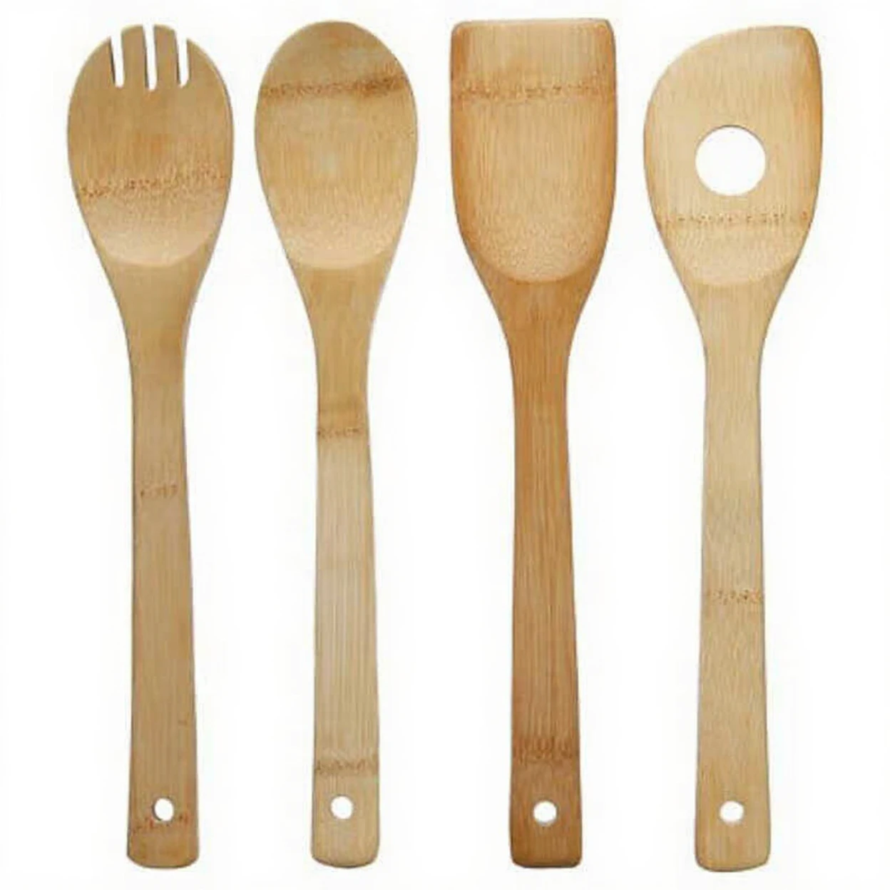 Set aus 4 - Bambus-Besteck-Set Lffel Spatel Gabel Spatel mit Aussparungen  | Kchenhelfer-Sets | Joybuy