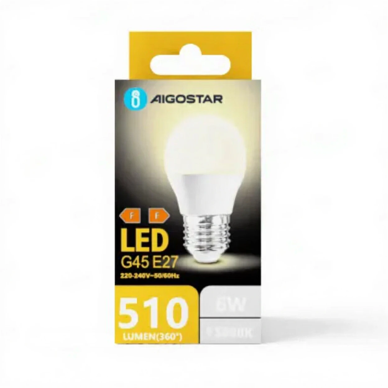 Aigostar LED A5 G45 grote hoek E27 6 W 3000K/kleurenbox - geel - lamp ...