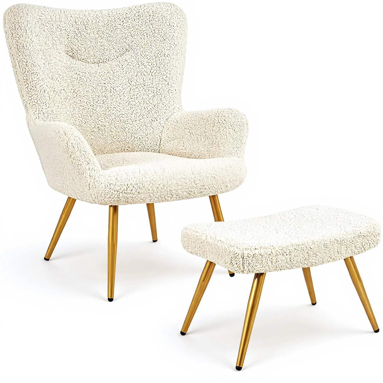 Plüschsessel mit Hocker – gemütlich sitzen