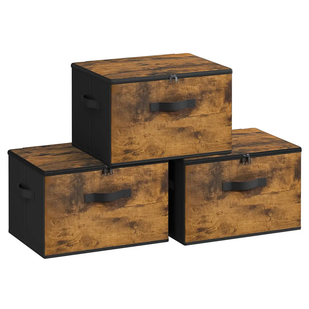 Storage Box, Set of 3, 40x30x25cm, Rustic Brown | Home Storage | Joybuy