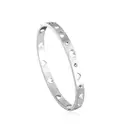 Silver Tone Stainless Steel Cuff Bangle, Minimalist Bangle with CZ Stone Inlays, Tarnish-Resistant Daily Jewelry image 0