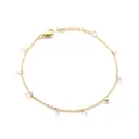 Cubic Zirconia Station Bracelet, 18K PVD Gold Plated Stainless Steel, 4mm Charms image 0