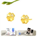 ochama Boucles d'oreilles Lucky Clover en or 999‰ avec diamant de culture biologique image 0