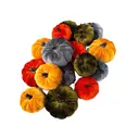 Marrybox Fall Decorative Pumpkins Plush Velvet Effect Rust/Oche/Green 12pcs image 0
