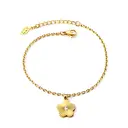 Cherry Blossom Flower Pendant Bracelet with Cubic Zirconia, 18K Gold Plated Stainless Steel Adjustable Jewelry (18+4cm) image 0