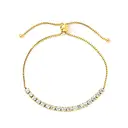 Square Tennis Bracelet with 17 CZ White Diamonds, 18K Gold PVD Stainless Steel Adjustable Drawstring Jewelry image 0