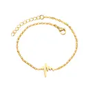 Heartbeat EKG Life Line Bracelet, 18K PVD Gold Plated Stainless Steel, 17+3cm image 0