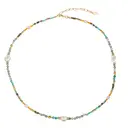 16.5-Inch Women's Colorful Natural Gemstone Beaded Necklace, Gold Plated Accents image 0