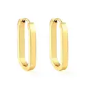 18K Gold Plated Stainless Steel Oval Hoop Earrings, 25.7mm Geometric Rectangular Huggies image 0