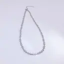 14-Inch Women's Rhodium Plated Choker Necklace, Dainty Beaded Chain image 0