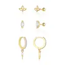 Ever Faith 3 - pair Dangle Huggie Earrings Set Dainty Hoop Spike and Stud Earrings with Cubic Zirconia image 0