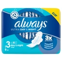 Always Ultra Day & Night Sanitary Towels With Wings Size 3 9 Pads image 0