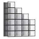 Plastic Shoe Box, Pack of 18, 35.0 x 25.2 x 19.0cm, Transparent and Black image 0