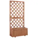 Outsunny 72.5x31.5x149.5cm 45L Garden Wooden Pine Trough Planter with Topped Trellis Climbing Plants Flower Raised Bed Orange image 0