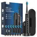 Coulax Hollow-Cup Sonic Electric Toothbrush - 40,000 VPM, 5 Modes, 120-Day Battery, 8 DuPont Brush Heads, Travel Case & Stand - Black image 0