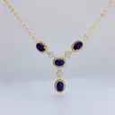 18-Inch Women's 18K Gold Plated Teardrop Pendant Necklace with Blue Accents image 0