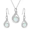 Ever Faith Cubic Zirconia Simulated Opal Necklace Earrings Set image 0