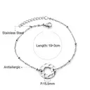 Silver Stainless Steel Hollow Circle Pendant Bracelet, Tarnish-Free Minimalist Link Chain 19+3cm image 0