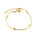 18K Gold Plated Stainless Steel Oval Bead Charm Bracelet, Minimalist Dainty Link Chain for Women (17+3cm) image 0
