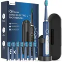 Coulax Hollow-Cup Sonic Electric Toothbrush - 40,000 VPM, 5 Modes, 120-Day Battery, 8 DuPont Brush Heads, Travel Case & Stand - Deep Blue image 0