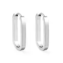 Silver Tone Stainless Steel Oval Hoop Earrings, 25.7mm Minimalist Geometric Huggie Hoops image 0