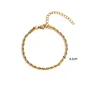 18K Gold PVD Plated Stainless Steel Twisted Rope Chain Bracelet for Women, Delicate Thin Braided Texture, Everyday Minimalist Jewelry image 0
