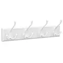 Coat Hooks, with 4 Double Metal Hooks, 40*11*7 cm, White image 0