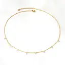 18K PVD Gold Stainless Steel Station Necklace, 4mm Round Cubic Zirconia Dainty Choker image 0