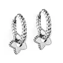 Silver Tone Stainless Steel Butterfly Charm Hoop Earrings, Polished Twist Texture Dangle Huggies image 0