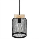 Suspension Zely Ø 15 cm - Bois et Métal Noir image 0