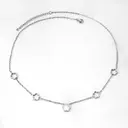 Silver Tone Flower and Mother of Pearl Necklace, 4 Hollow Blossom Charms image 0