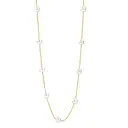18K PVD Gold Stainless Steel Pearl Station Necklace, 42+5cm Elegant Beaded Choker image 0