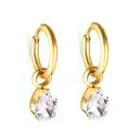 18K Gold Plated Teardrop Crystal Hoop Earrings, Pear Cut Cubic Zirconia Dangle Huggies image 0