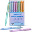 WRITECH Ballpoint Pens Black Ink: 0.7mm Fine Point Retractable 8ct Pastel Color Ultra Smooth Writing Low Viscosity Ink Space Up Ballpoint Pen Silent Click image 0