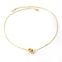 18K PVD Gold Stainless Steel Interlocking Double Circle Necklace, Roman Numeral Pendant with CZ image 0