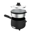 Drew&Cole Cleverpot Cooking Pot - Black, 1.2L, 600W, Compact, Portable, Serves Up to 3 People, With Glass Lid & Steam Basket image 1