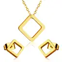 18K PVD Gold Plated Stainless Steel Square Jewelry Set, Geometric Necklace and Earrings image 0