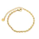 18K Gold Plated Wheat Bead Chain Bracelet, 3.2mm x 5mm Stainless Steel Oval Bead Link Jewelry (17+5cm) image 0