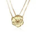 18K Gold Plated Large Floral Pendant Necklace, 26 Inch Long Chain Statement Jewelry image 0