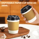 Maxcook 25pcs 280ml Disposable Coffee Cups with Lids for Hot & Cold Beverage,Leak-proof image 2